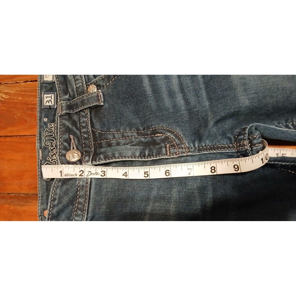 Miss Me 31 Dark Blue Crop Jeans Sequins on back Pockets - Picture 14 of 16